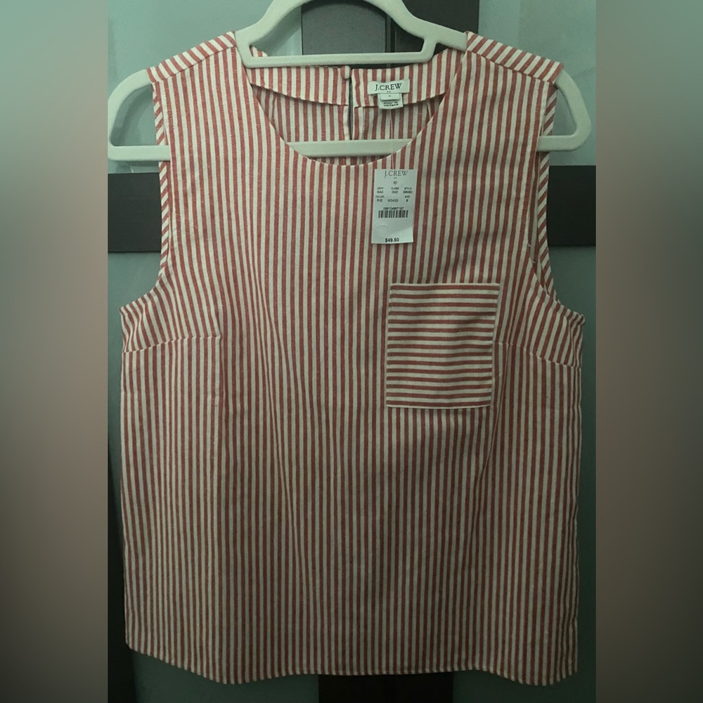 J Crew red & white striped sleeveless top